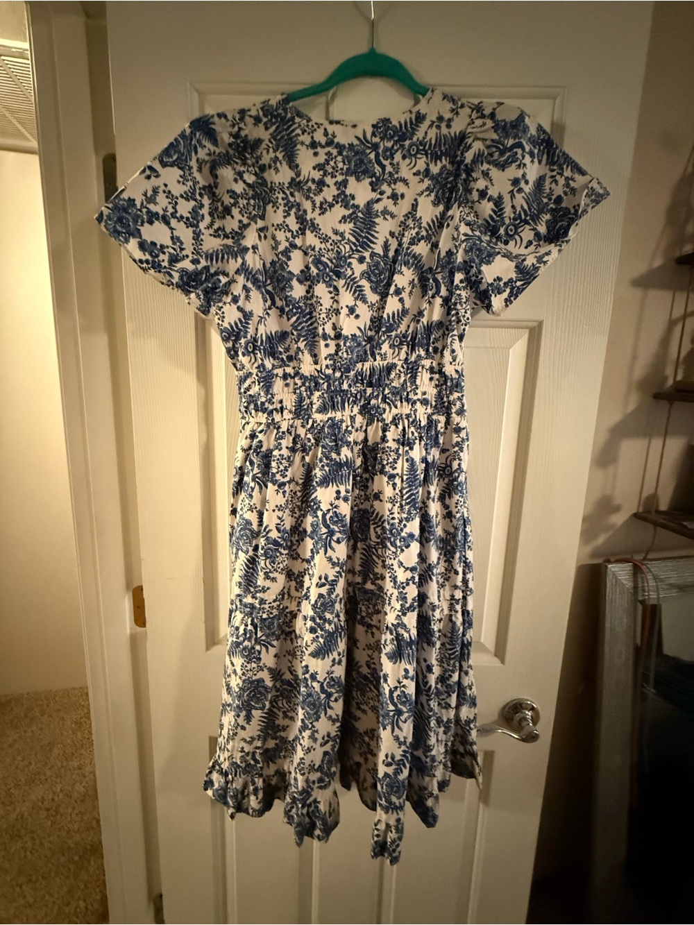Anthropologie Maeve Navy Floral Button-Front Blouse